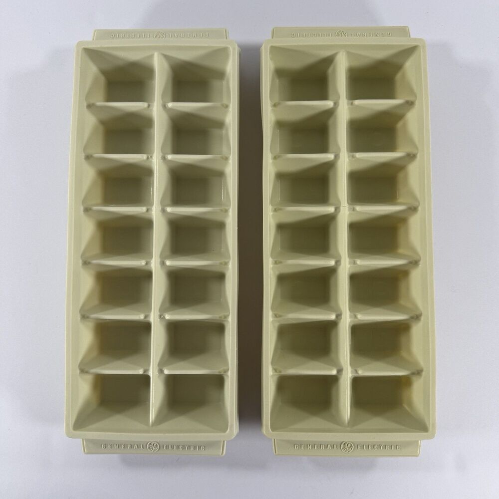 GE Ice Cube Trays BEIGE Set of 2 Stacking Vintage General Electric ~ READ